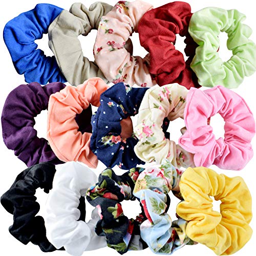 Hair Scrunchies Cotton Elastic Hair Bands 15 Pcs Scrunchies for Hair Accessories for Women or Girls - Thumbnail 2