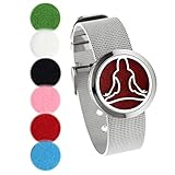 JOVIVI 316L Stainless Steel Openable Aromatherapy Essential Oils Diffuser Locket Bracelet Mesh Band Bangle with 6 Felt Pads