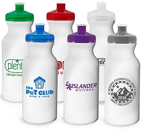 100 Promotional USA Made BPA Free Bike 20 oz Sports Water Bottle Printed with Your Logo Or Message