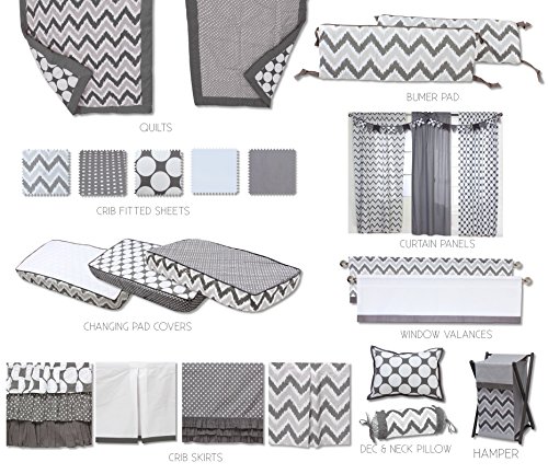Bacati MixNMatch Zigzag Changing Table Storage Runner, Grey