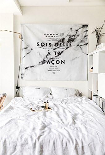 51x58 Inches Black and White Marble Lines Tapestries, Nordic Wall Hanging for Home Decoration Indoor&amp; Outdoor (Type A)