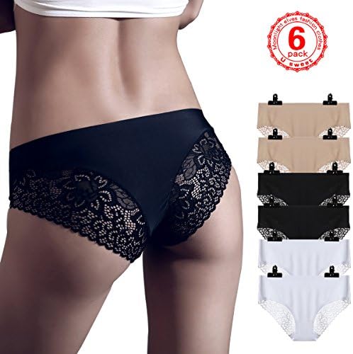 U sweet 6-pack Boyshort panties Women Sexy Lace fun Underwear - Briefs Ladies Knickers Womens Triangle thong All code Freestyle (L, 8006(6))