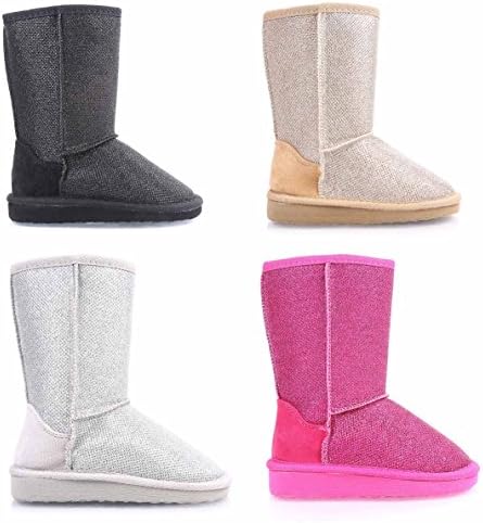 Sweet eCom New Kids Girls Winter Season Cold Weather Fur Lined Glitter Mid-Calf Warm Boots