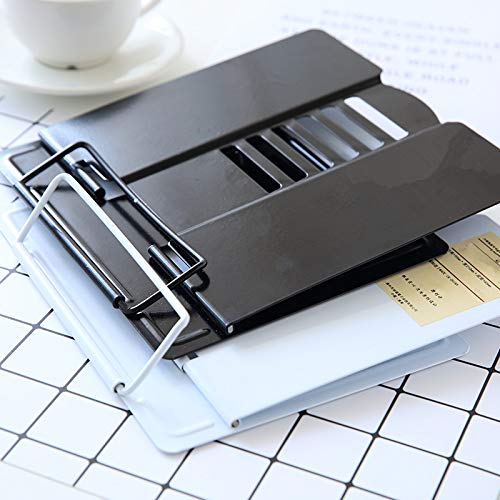 CY craft Adjustable Book Stand,Metal Book Holder and Page Paper Clips-Cookbook Reading Rest Portable Lightweight Bookstand-Textbooks Bookstands-Tablet Cook Recipe Stands,Black,7.5×8.3 Inch,Pack of 1