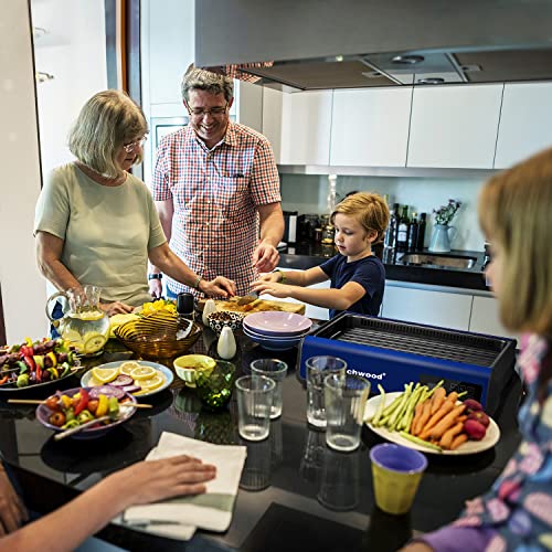 Indoor Smokeless Grill Techwood 1500W Electric Grill with Tempered Glass Lid & LED Smart Control