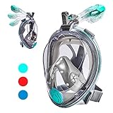 VELLAA Snorkel Mask Full Face for Kids and Adults, Dry Top Set Anti-Fog Anti-Leak 180 Panoramic Large View Free Breath with Detachable Camera Mount, Adjustable Head Straps Foldable Snorkeling Mask