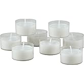 Stonebriar 48 Count White Unscented Smokeless Long Burning Clear Cup Tea Light Candles with 6 to 7 Hour Burn Time