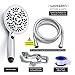 Handheld Shower Head, WASSERN 5.2'' High Pressure 6 Setting 81 Jets Rainfall Massage Water Saving Trickle Pause Extra Long 80'' Stainless Steel Hose Angle Adjustable Brass Ball Joint Bracket Chrome