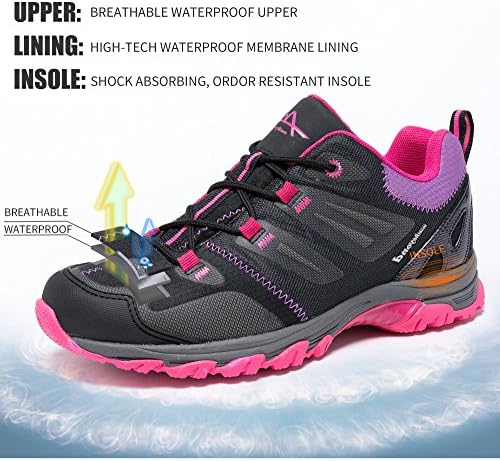 Mountbeyond Womens Waterproof Hiking Shoes Outdoor Breathable(Purple 8)