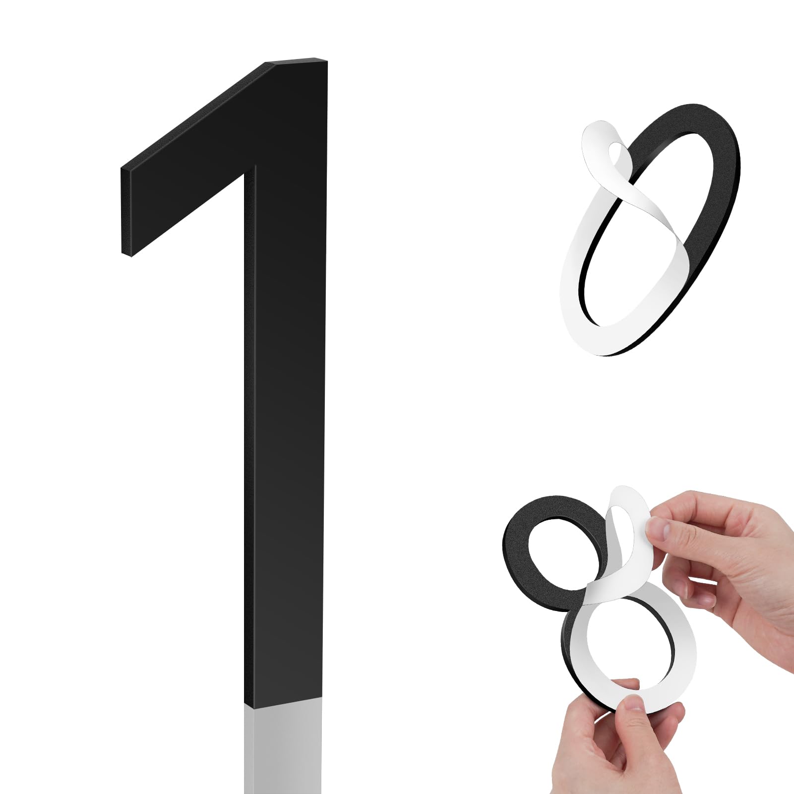 Photo 1 of 5 Inch House Numbers, Self-adhesive House Number Acrylic Modern House Numbers for Outside Black Mailbox Numbers Address Home Number for House Apartments Office Hotel Room Easy to Install (1)