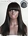 Chantiche Silk Top Spinning Hair Whorl Light Yaki Straight None Lace Wigs With Bangs For Black Women Natural Looking Glueless Indian Remy Human Hair Replacement Full Wig 16Inch #1B