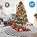 CCBOAY Christmas Tree Skirt 48 inch Large, Double Layer Black and White Plaid Buffalo with Felt Fabric Lining, Checked Tree Mat Xmas Holiday Party Decoration