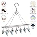 senbowe Foldable Clip and Drip Hanger, Clothes Hanging Drying Rack Sock Hanger Underwear Hanger with 12 Clips, Hanger for Towels, Bras, Baby Clothes, Gloves, Aluminium Alloy Laundry Hanging Air Dryer