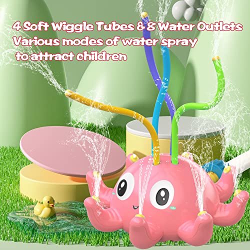 Octopus Water Sprinkler for Kids, Water Sprinkler Toy for Kids Yard Outdoor Play with 4 Wiggle