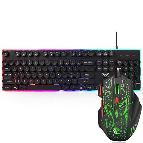 Game Keyboard and Mouse,Sunsee ZERODATE J40 Wired Keyboard Mouse 104 Keys Ergonomic for Typing Games Compatible - Thumbnail 6