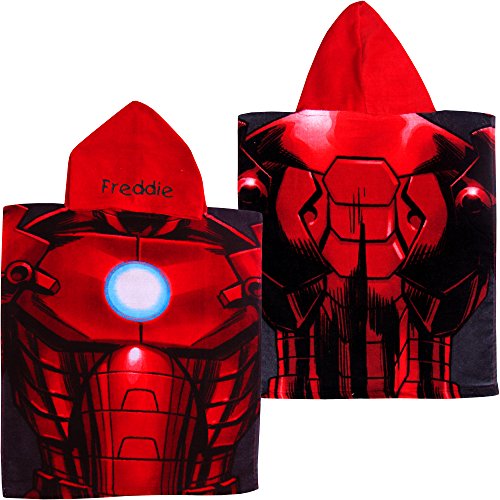 Personalised Marvel Iron Man Superheroes Super Soft Cotton Hooded Poncho Bath Towel