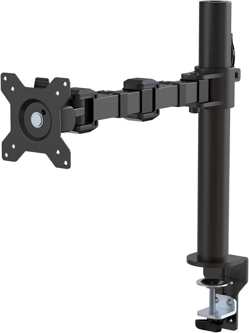 Amazon Basics Single Monitor Stand Height Adjustable Arm Mount Steel Black