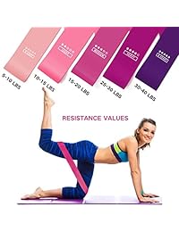 ALLACE Resistance Loop Bands Set of 5 Fitness Bands Perfect for Legs and Butt Yoga Crossfit Strength Training Pilates with Instruction Guide, Carry Bag