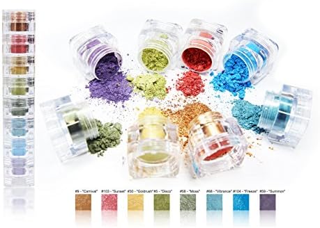GG Beauty Professional 8 Colorful Glitter Shimmer Pearl Pigment Mineral Eyeshadow Set, Loose [Dust] Powders Makeup Party Kit (Tropical)