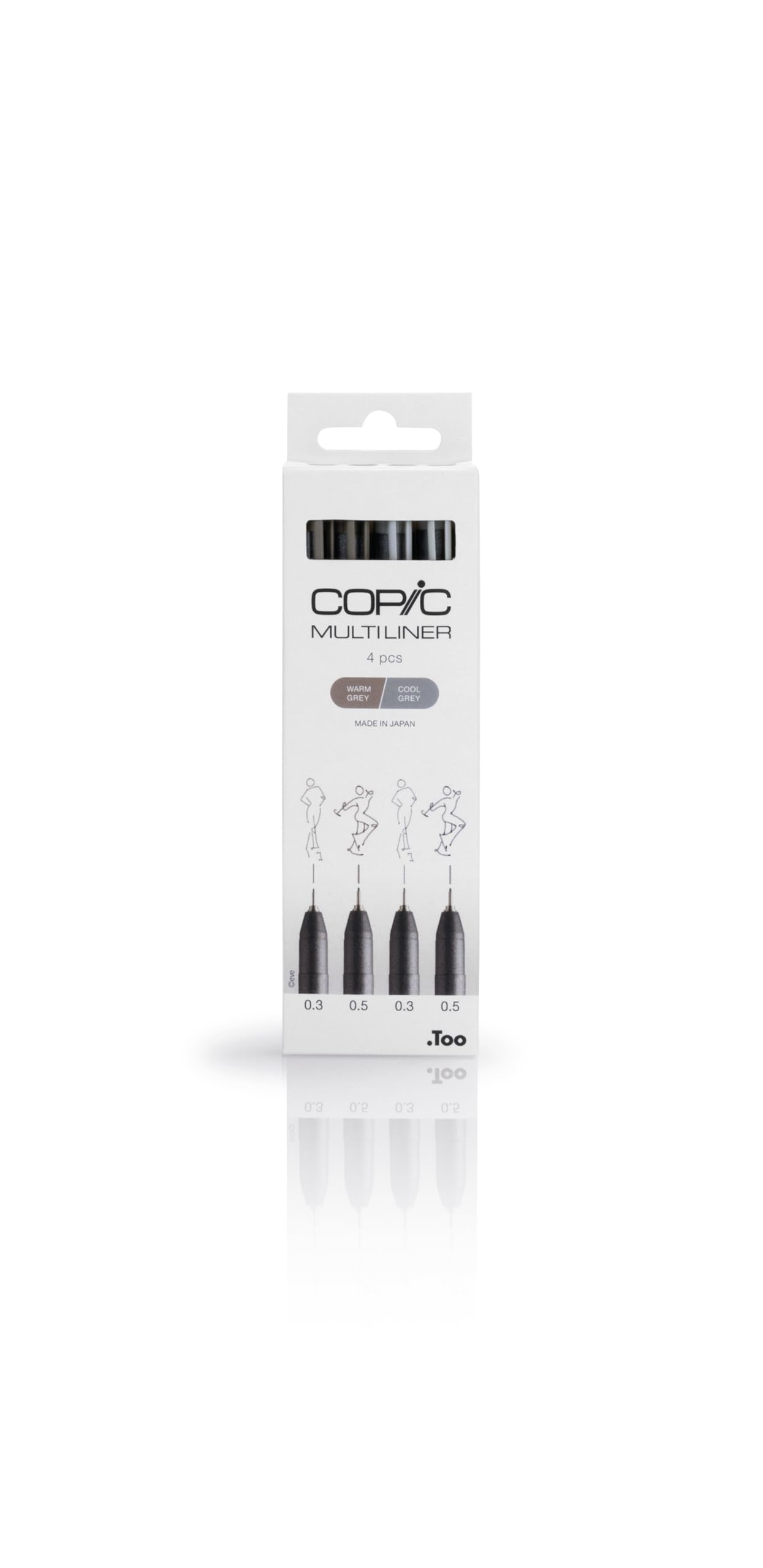 Copic Multiliner, Greys, Pack Of 4, Medium, For Art & Crafts, Colouring, Graphics, Highlighter, Design, Anime, Professional & Beginners, Art Supplies & Colouring Books
