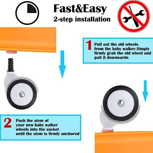 BAYWYI Baby Walker Wheels Replacement, Set of 4, Baby Walker