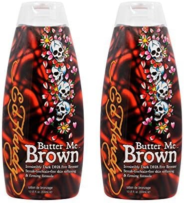 2 Ed Hardy Butter Me Brown Tanning DHA &amp; Streak Free Bronzing Cream Lotion 10 Oz