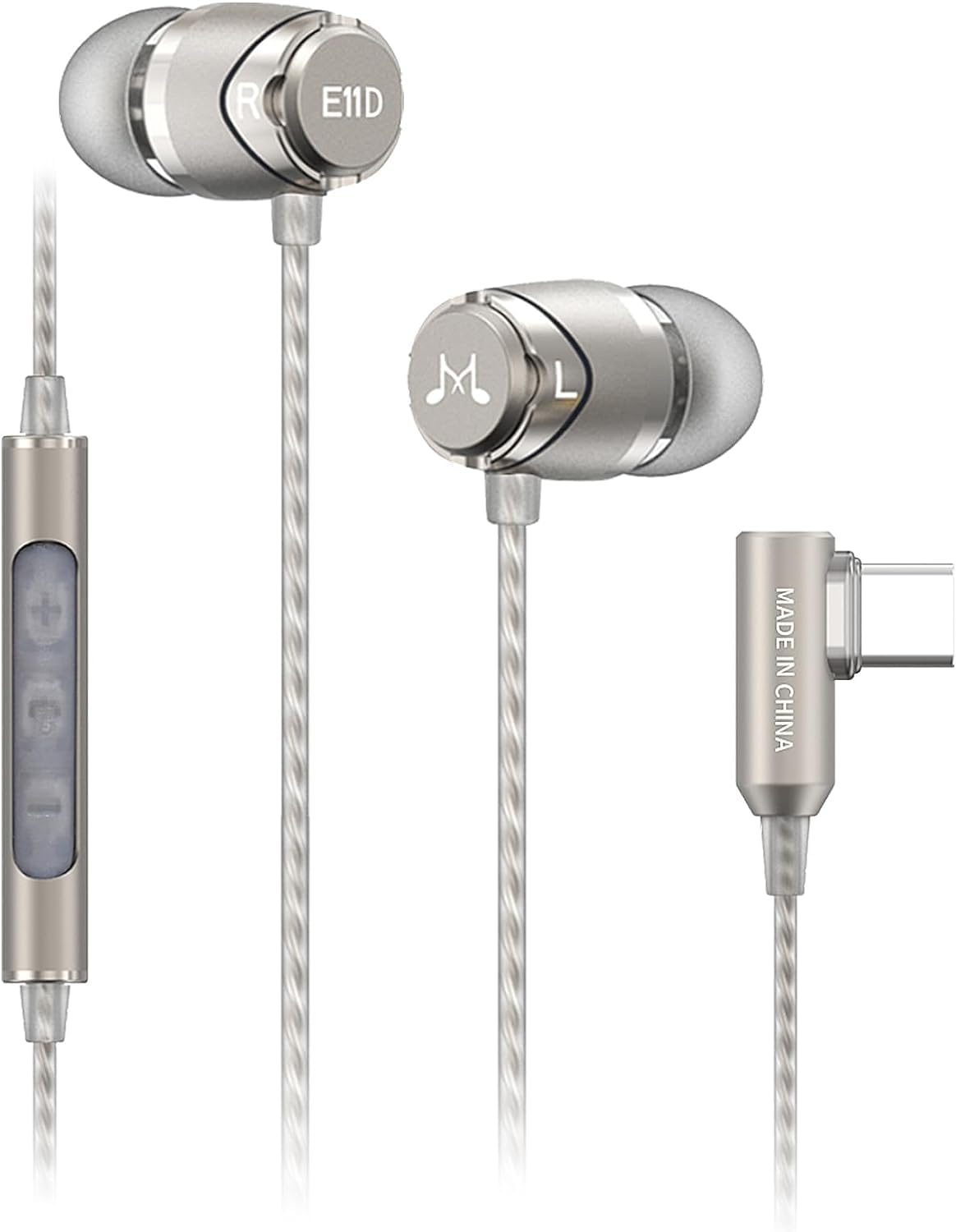 Soundmagic E11D In-Ear Isolating USB-C Earphones with Integrated DAC, Hi-Res Audio, Noise-Isolating Earbuds, Enhanced Bass & Treble, Lightweight Aluminum Build, for USB-C Devices - Gunmetal