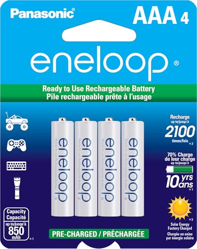 Eneloop Panasonic BK-4MCCA4BA AAA 2100 Cycle Ni-MH Pre-Charged Rechargeable Bat…