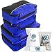 bago 7 Pcs Packing Cubes for Suitcases - 4 Travel Cubes with 3 ZipLock Bags - Luggage Organizer Bags to Get Maximum Storage, Save Time & Effort to Pack - Happy Traveling (Deep Blue)