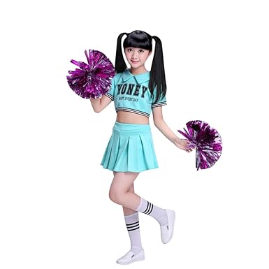 G-Kids Damen Mädchen Cheerleader Kostüm Uniform Karneval Fasching Party Halloween Weihnachten Kostüm Kleid Cheerleading Bekle