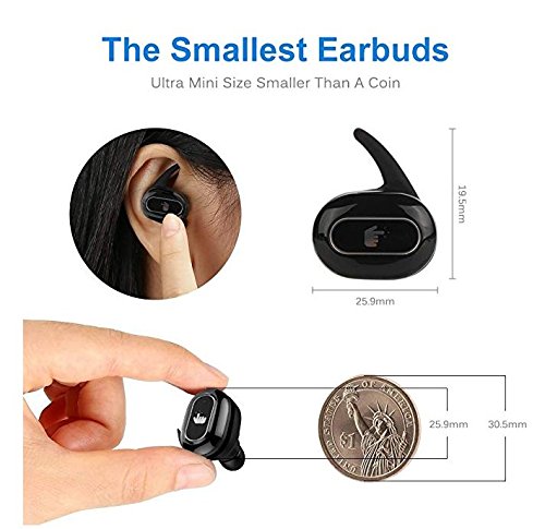 Mbuynow Auricular Bluetooth, Auriculares inalámbricos Auriculares Impermeable Auriculares del Coche con Micrófono con Cargador Portátil para iPhone y Android Smartphone