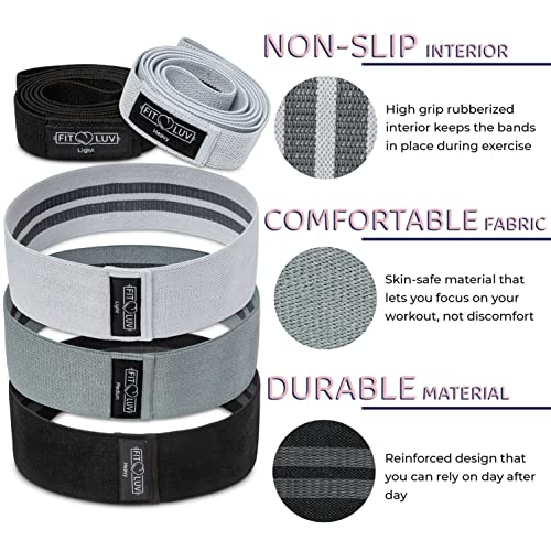 FITLUV Fabric Booty Bands for Thigh, Hip, Butt and Leg Workouts. Set of