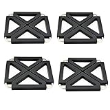 4 Piece Pot Holder SUROY Trivets Adjustable for Hot Dishes Trivet Silicone Metal Kitchen Table Dish Mats (Black-4 pieces)