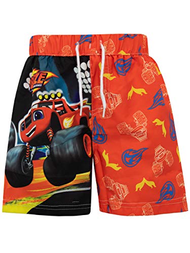 Blaze and the Monster Machines Boys' Blaze and Crusher Swim Shorts Size 5 Red
