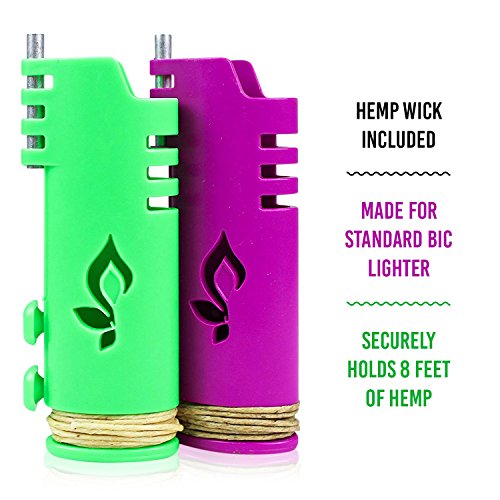 Hemplights Hemp Wick Lighter 2 Pack Wrapper, Includes 8FT Hemp Wick USA (Black/White)