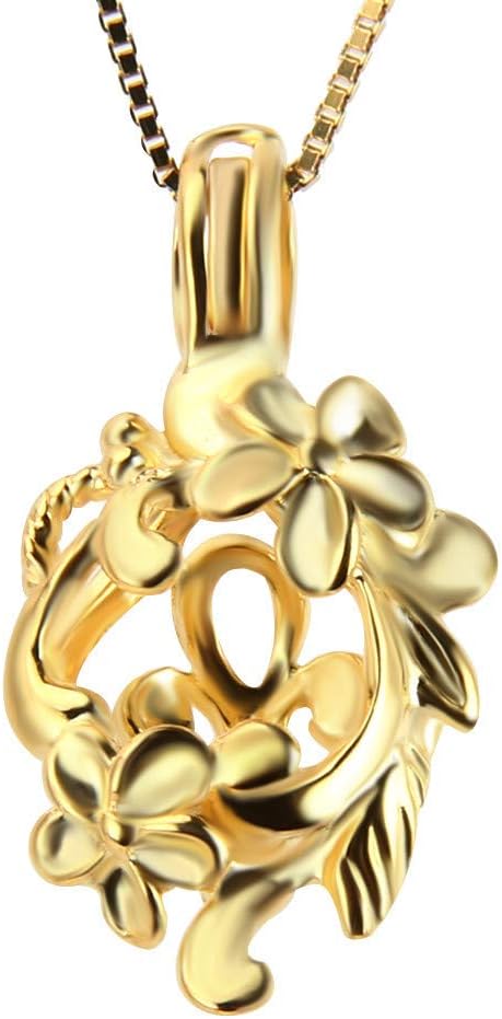 LGSY Flower Cage Pendants for Pearl Jewelry Making Sterling Silver, Design Pearl Cage Pendants for Adorable Gift(Sterling Silver/24K Gold Plated)