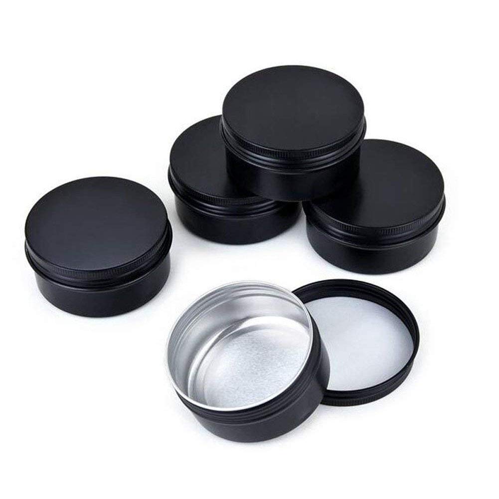 6Pcs 100ml/3.4oz Black Round Aluminium Tin Cans with Screw Lid Empty Metal Storage Tin Jars Cosmetic Sample Containers Travel Tin Cans for Lip Balm Cream Tea Spices Crafts Jewelry