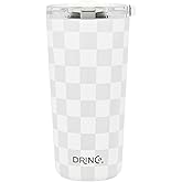 Drinco - 20 oz Stainless Steel Tumbler | Double Walled Vacuum Insulated Mug With Lid, 2 Straws, For Hot & Cold Drinks (20oz Checker)