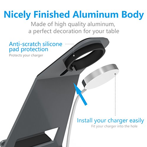 XUNMEJ Apple Watch Stand Apple Watch Charging Dock Stand Bracket Station Holder for Apple Watch Series 3/Series 2/ Series 1 (42mm 38mm) iPhone X 8 8plus 7 7plus 6S 6plus (Gray)
