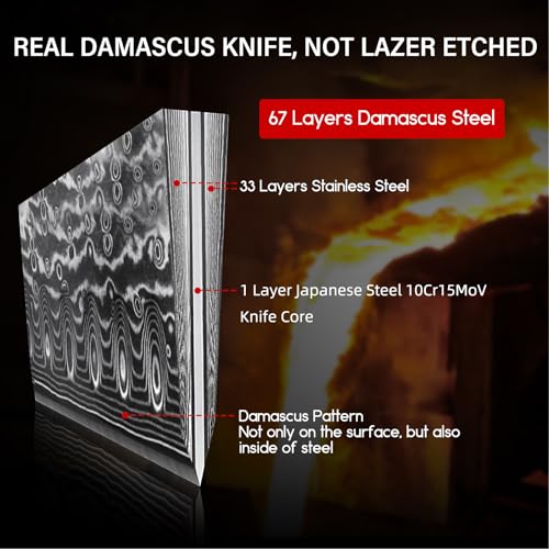 SHAN ZU Nakiri Damascus Kitchen Knife, 16.5cm Japanese Vegetable Knife, 67 Layers Damascus Steel Chef Knife, Professional Chef Knife with G10 Handle