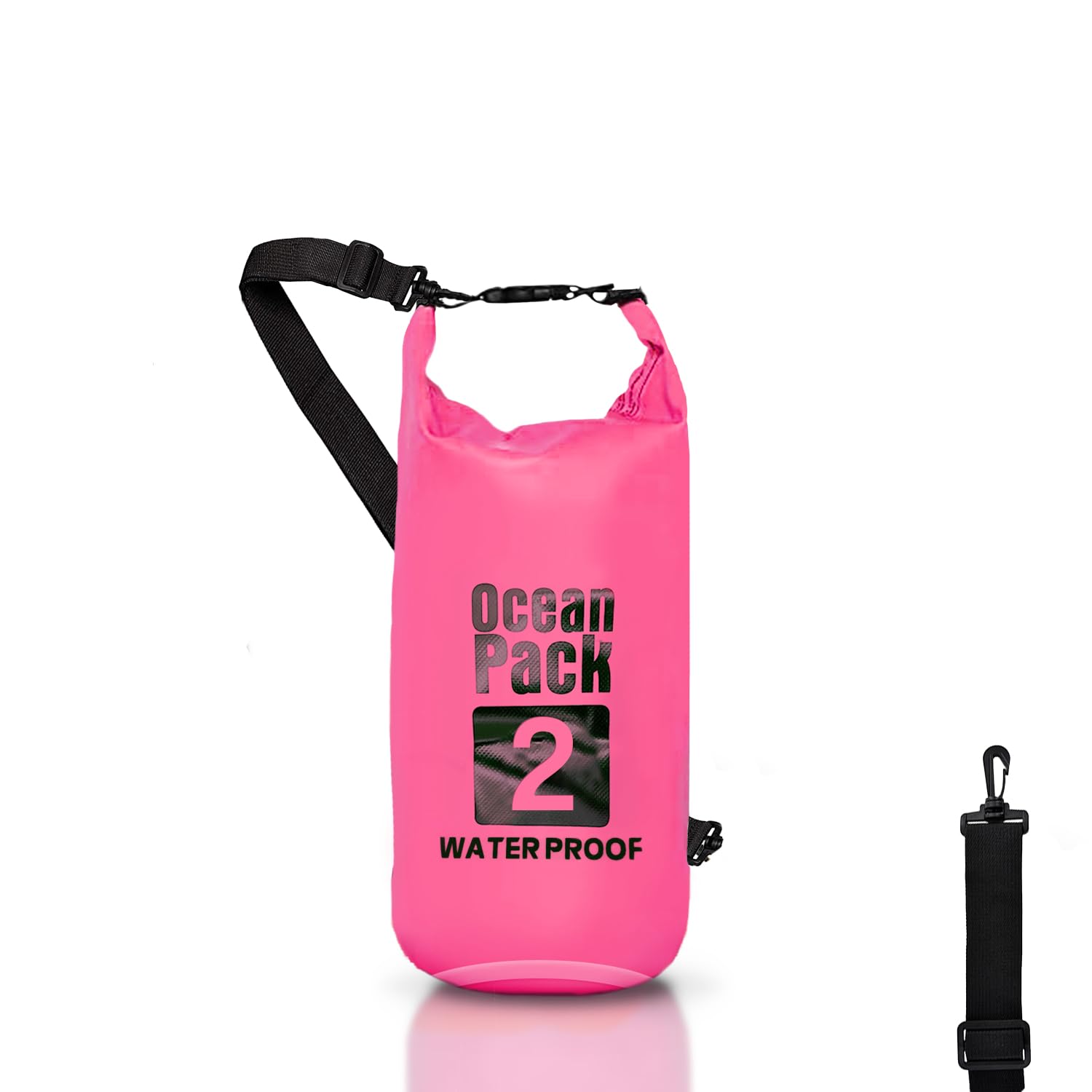 Cable Technologies Dry Bag, Waterproof Backpack, Roll Closure and Shoulder Strap, Waterproof Mobile Phone Bag and Waist Bag for Sea Boat Fishing Rafting Beach Water Sports, pink, 2l, Waterproof bag