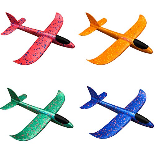 Throwing Glider Aircraft - Flying Toys Throwing Foam Airplane Inertia Glider Hand Launch Model Airplane Outdoor Sports Gift Free Flight Toy for Kids, Children, Boy, Girl (Red)