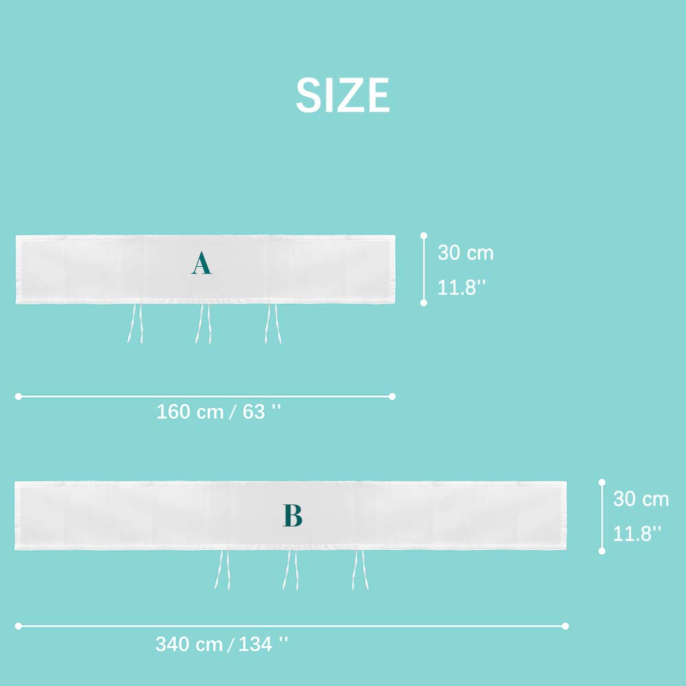 Genuss Crib Bedding Bumper Set of 2 Baby Crib Bumper Mesh Adjustble Breathable Mesh Crib Liner Cotton Mesh Bumpers for Baby Crib 11.8'' x 134''&11.8'' x 63'' (White) : Baby