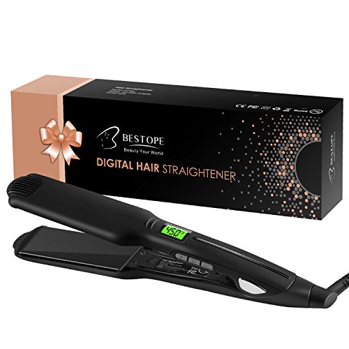 BESTOPE Hair Straightener Professional Flat Iron for Hair with Ceramic Tourmaline 1.75 Inch Wide Floating Plate Straighteners with 450 °F Salon High Heat, Dual Voltage