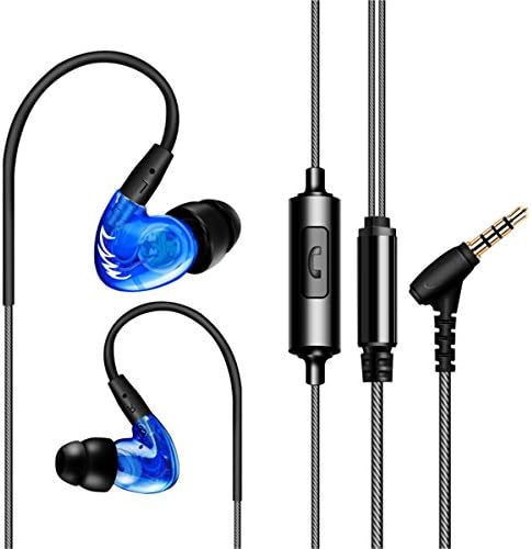 YIFAFESU Evolution Separating In-Ear Headphones with Memory Wire Noise-Isolating Headset Sweatproof Sport Workout Earbuds Earphones with Mic &amp; Stereo Bass &amp; Volume Control (F1 PRO blue)