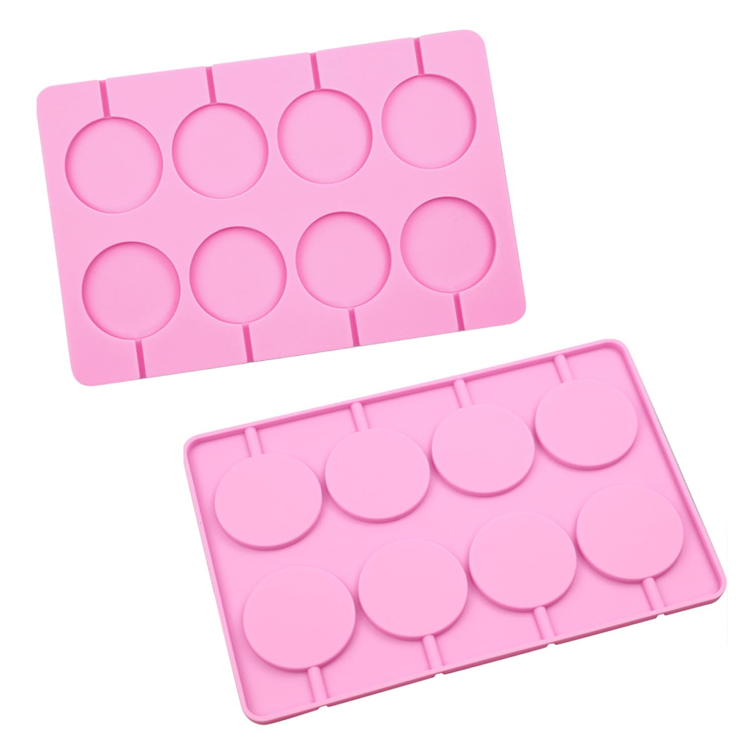 2 Pcs Pink Cylinder Baking Moulds, Reusable Silicone Candy Makers, Round Treat Shapers for Lollipops Chocolates Cake Pops, Professional Confectionery Tools