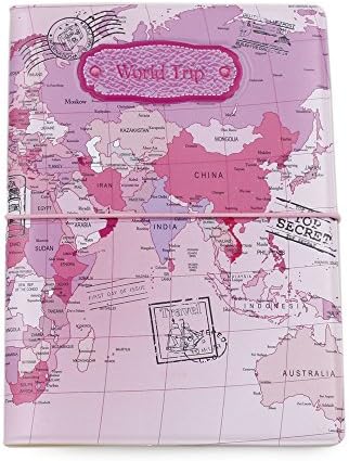 World Trip Map , Identity Credit Card Case , Passport Holder Protect Cover For Travel Journey Pink