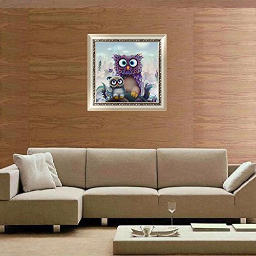 Chige DIY 5D Diamond Painting Kit, Cross Stitch Craft Kits Rhinestone Embroidery Wall Stickers Pasted Picture Drawing for Living Room Craft Home Wall Decor (Owl)