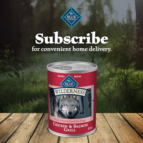BLUE BUFFALO WILDERNESS ADULT WET DOG FOOD, HIGH-PROTEIN & GRAIN-FREE, MADE WITH NATURAL INGREDIENTS, SALMON & CHICKEN GRILL, 12.5-OZ. CANS, 12 COUNT