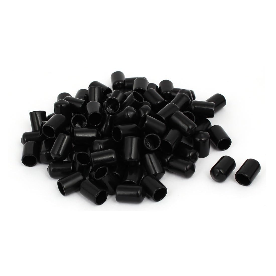 TA-VIGOR 100Pcs Rubber End Caps, 9mm ID Round Flexible Screw End Caps Thread Protectors, Black Vinyl Bolt Covers Rubber Covers for Screws, Tubes, Cables, Wires, etc